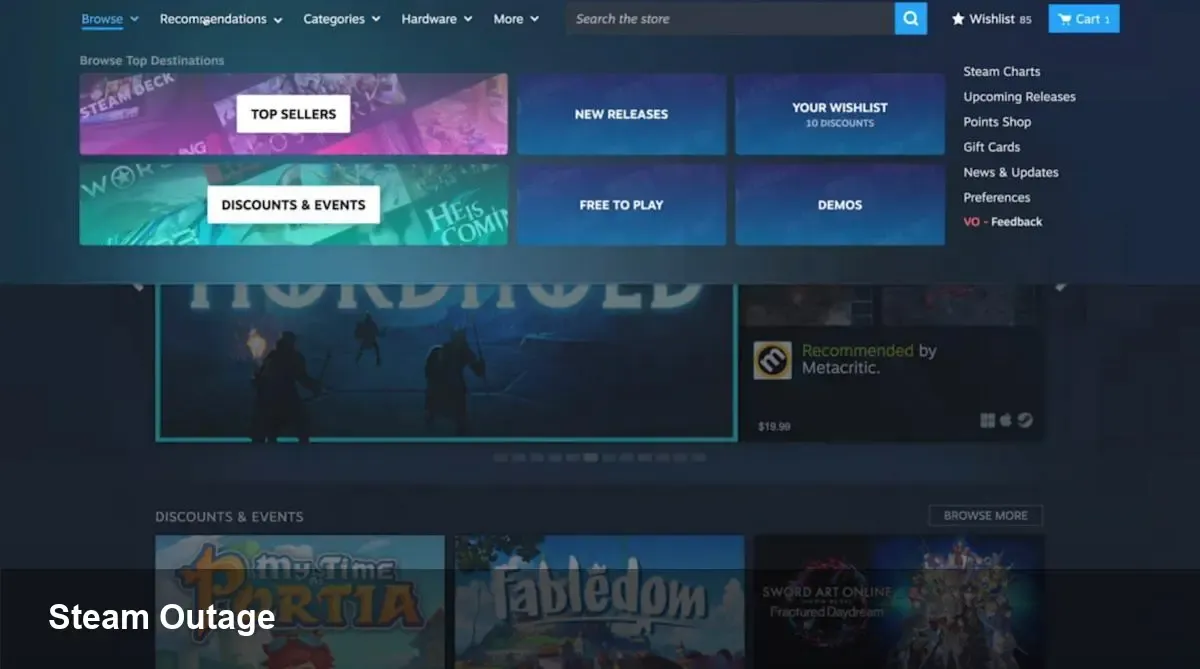 Steam Outage Disrupts Store, APIs & Valve Games