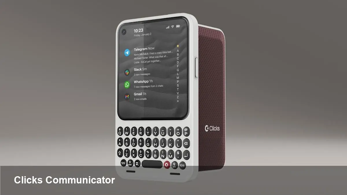 Clicks launches Communicator phone and Power Keyboard