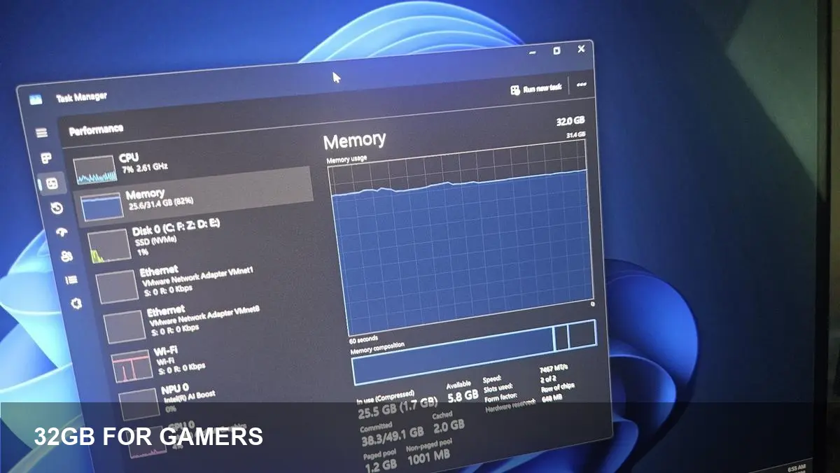 Microsoft: 32GB RAM recommended for serious Windows 11 gamers