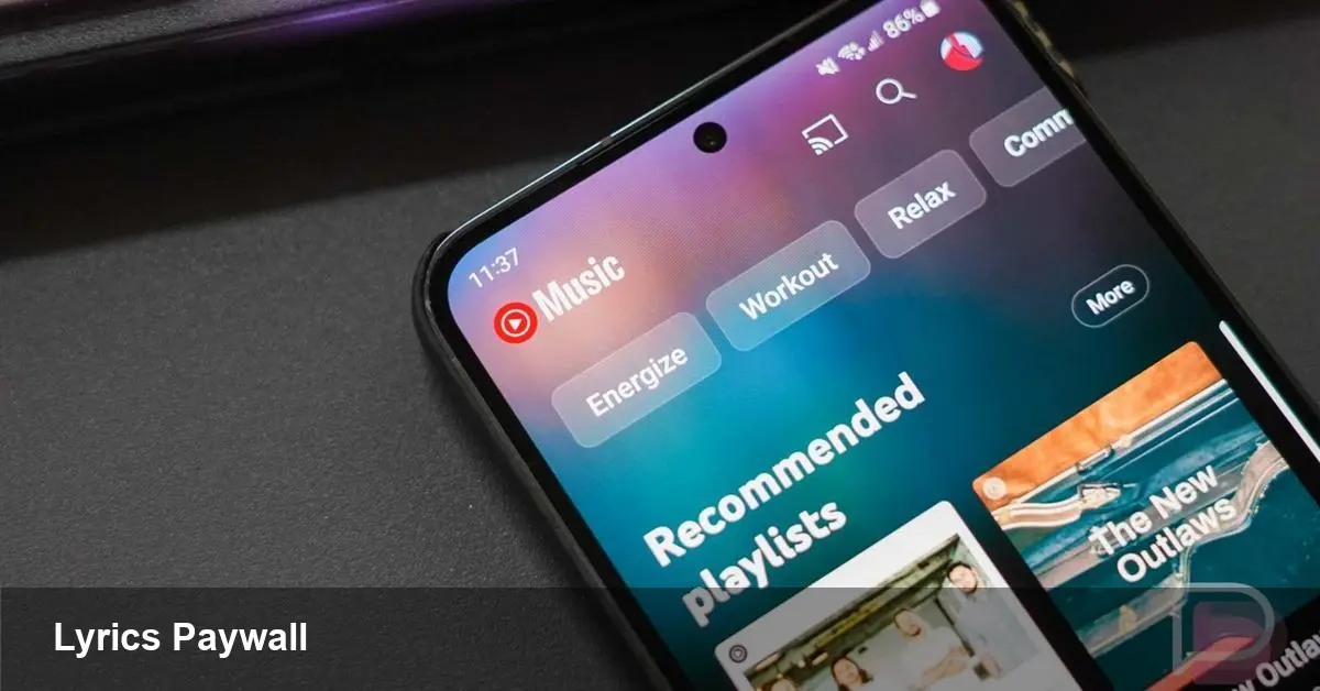 YouTube Music hides lyrics tab behind paywall