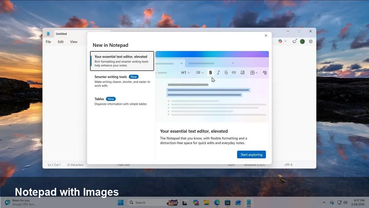 Notepad Adds Image Support in Windows 11