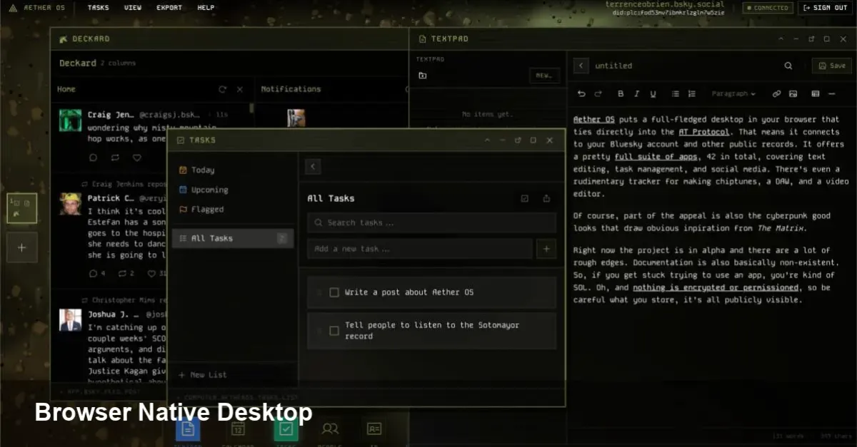 Aether OS: A playful desktop for the AT Protocol