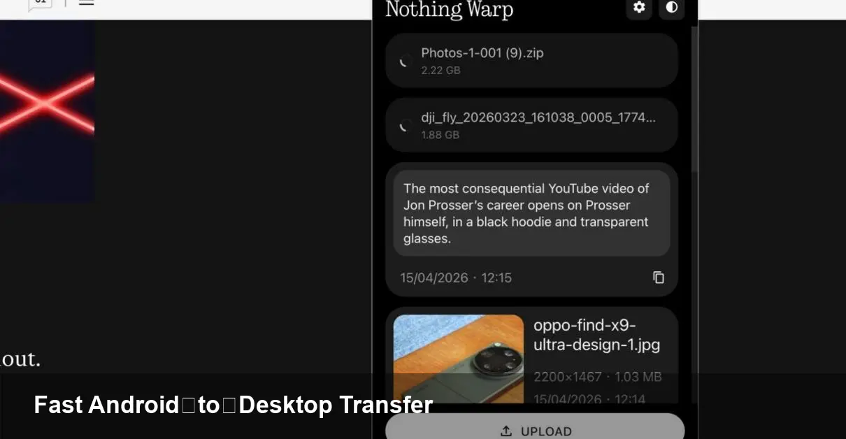 Warp: Fast Android-to-Desktop File Sharing