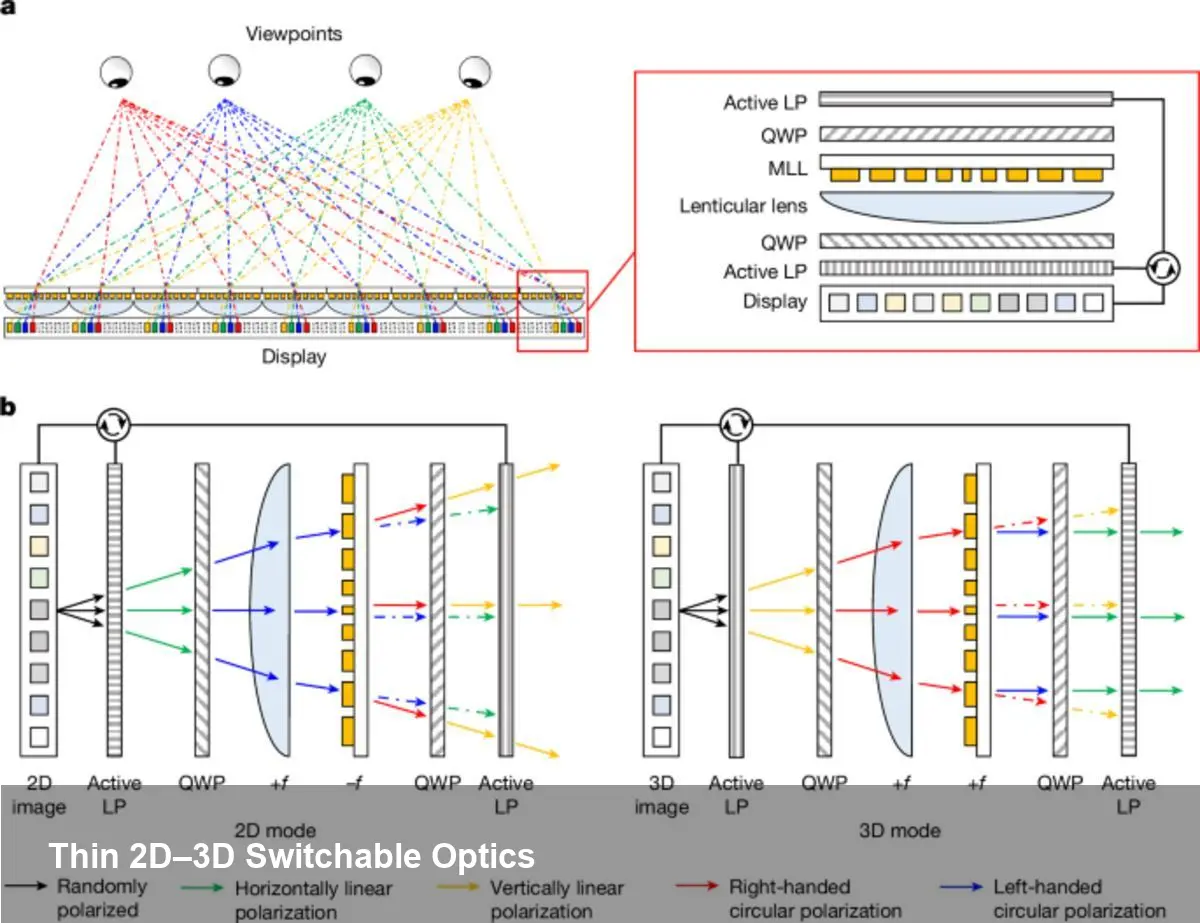 Metasurface Lenticular Lens: Switchable 2D–3D Displays